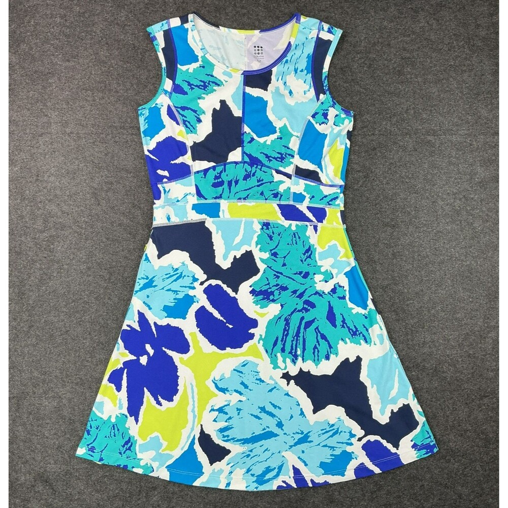 Title Nine Dream Dress sz M Sleeveless Fit Flare Abstract Print Athletic Hiking